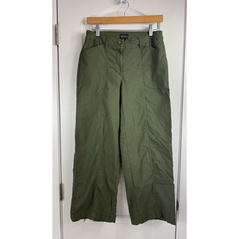 Nicole Miller Women's Green Wide Leg Parachute Pants Lightweight Size 6